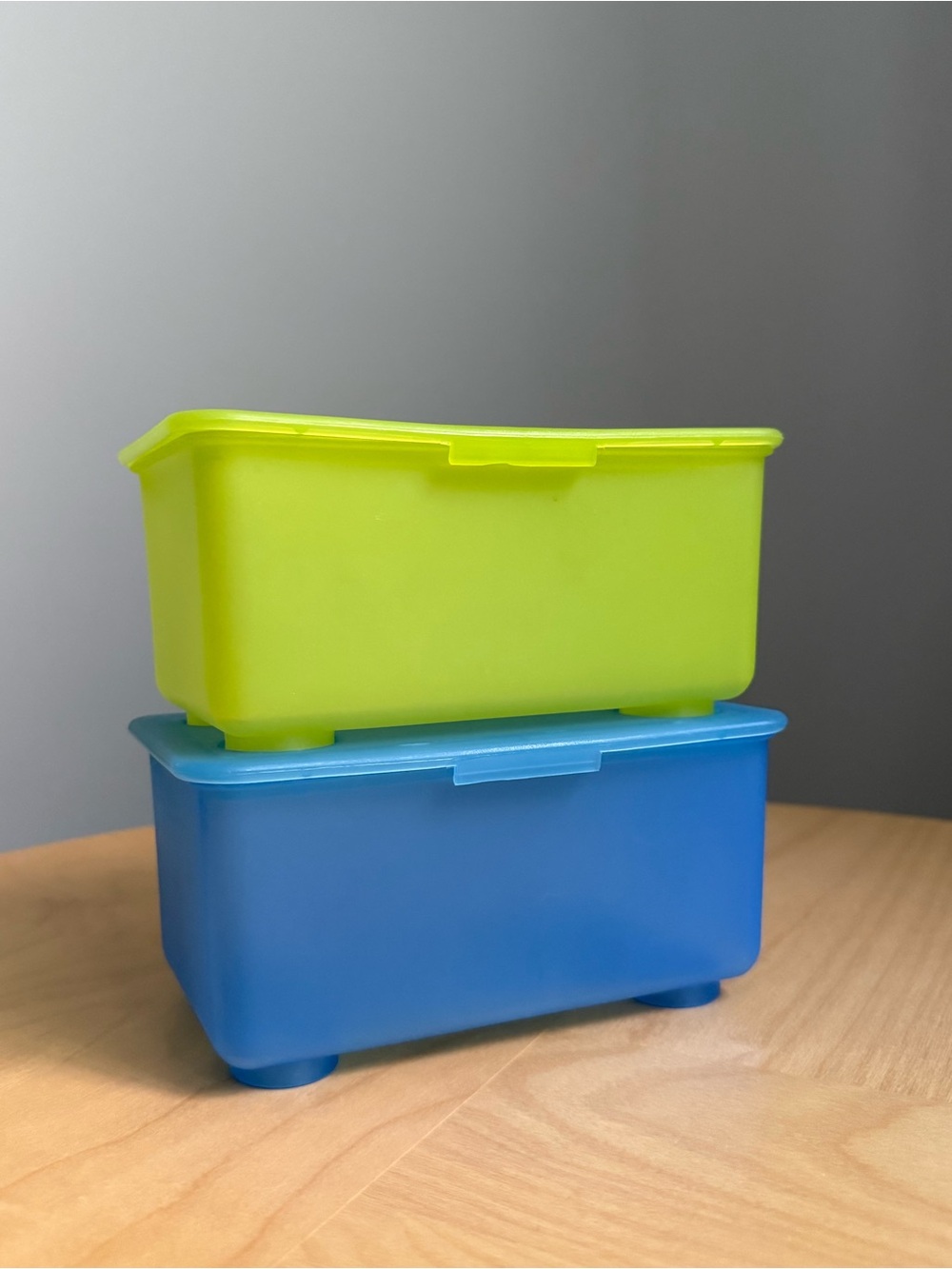 Set of 2 Vintage IKEA GLIS Blue Green Lidded Storage Containers by K & M HAGBERG
